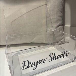 Clear Acrylic Dryer Sheets Container with Script Label